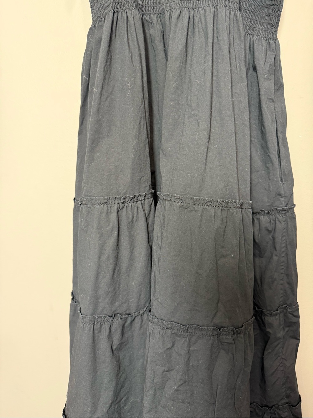 Hill House Home The Nap Dress Black Smocked Ruffle Midi Medium - Picture 7 of 12